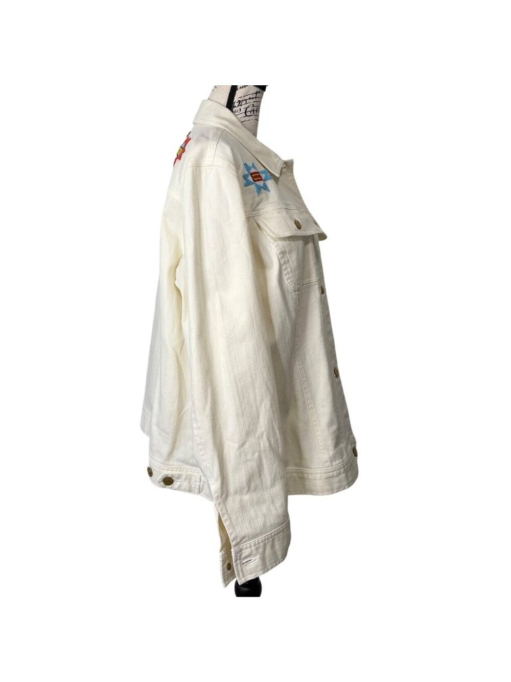 Ralph Lauren Jeans Co. Women 3X Southwestern Denim Trucker Jacket Aztec Ivory - Picture 4 of 7